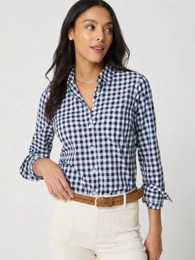 J.Crew Factory Navy & White Gingham Cotton Shirt
